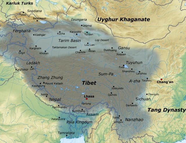 Tibetan empire greatest extent 780s-790s CE-1s