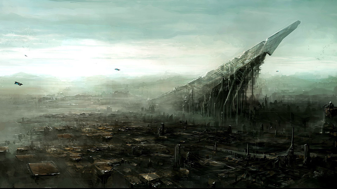 Sci Fi destroyed city-(Unknown author)